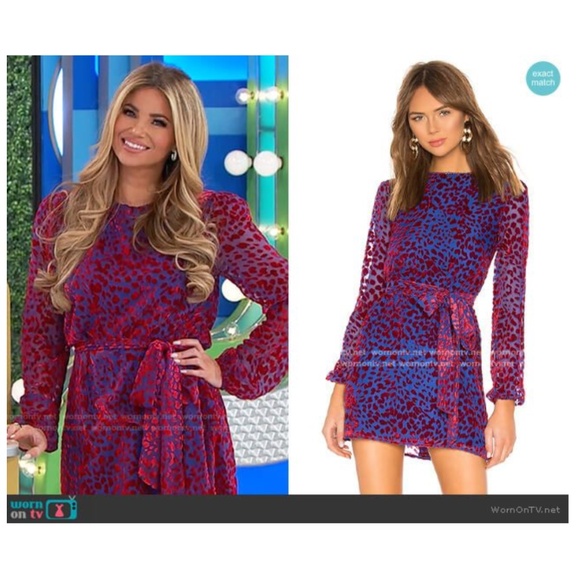 House of Harlow 1960 x REVOLVE Shawna Dress Size SM Cobalt Blue and Red Velvet - Picture 8 of 16